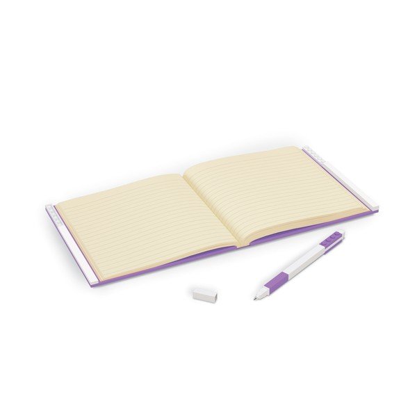 Fioletowy kwadratowy notatnik z długopisem żelowym LEGO®, 15,9x15,9 cm-image-1