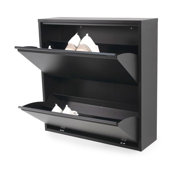 Czarna metalowa uchylna szafka na buty 75x77,5x22,5 cm Billy – Spinder Design-image-2