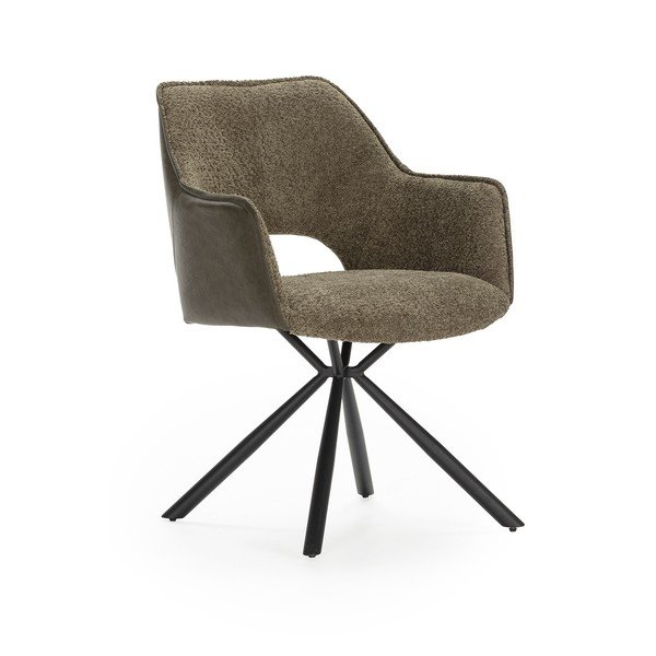 Zielone tapicerowane fotele jadalniane zestaw z podłokietnikami 2 szt. Mariel – Marckeric