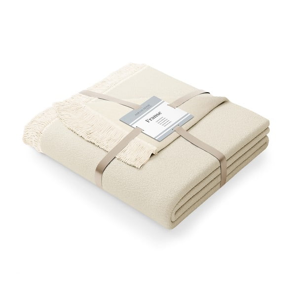 Jasnobeżowy koc z domieszką bawełny AmeliaHome Franse, 150x200 cm-image-2