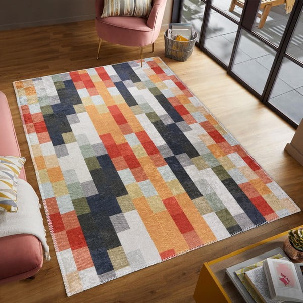 Pomarańczowo-szary chodnik odpowiedni do prania 80x200 cm Blocks of Fun – Vitaus-image-1