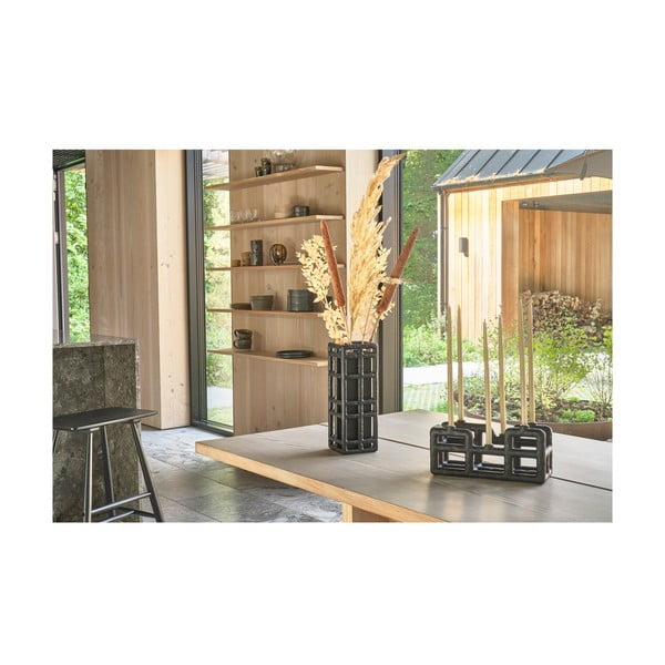 Czarny ręcznie wykonany wazon z żywicy polimerowej (wysokość 30 cm) Lyst – Villa Collection-image-1