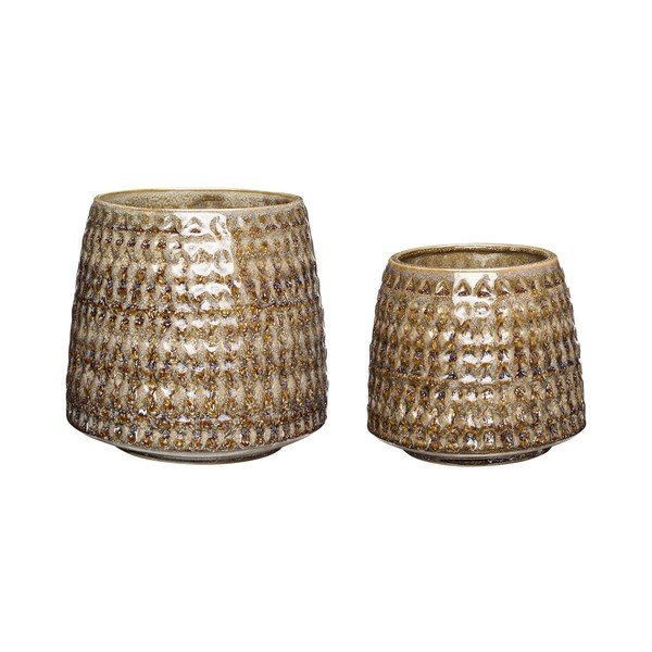 Ceramiczne ręcznie wykonane osłonki na doniczki zestaw 2 szt. ø 18 cm Capri – Hübsch