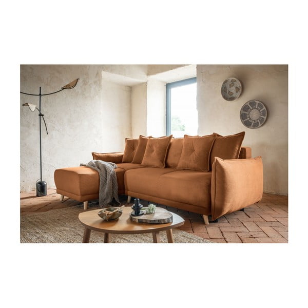 Ceglasty sztruksowy rozkładany narożnik (strona zmienna) Lazy Lukka – Miuform-image-1