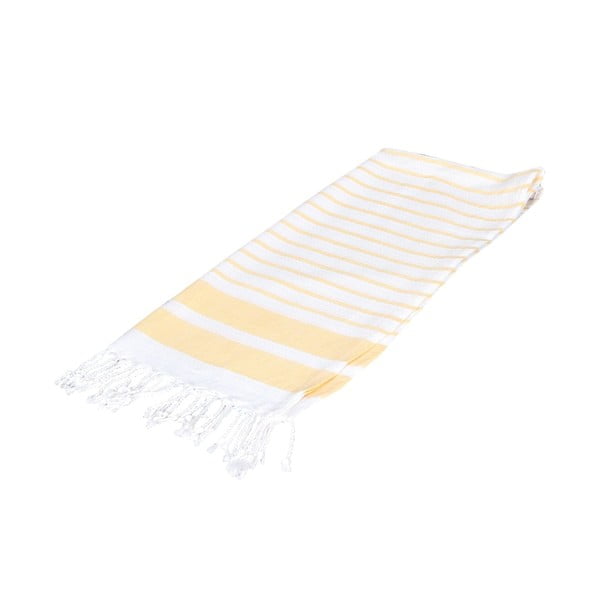 Ręcznik hammam w żółte paski Aqua Fouta, 50x100 cm