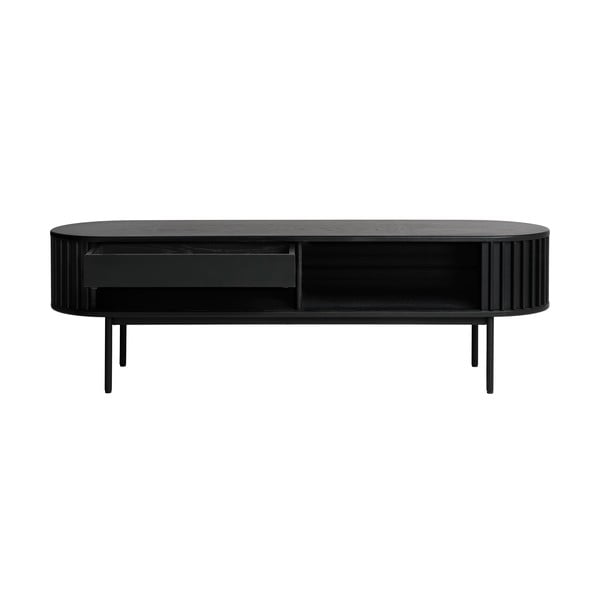 Czarna szafka pod TV w dekorze dębu 48x160 cm Siena – Unique Furniture-image-3