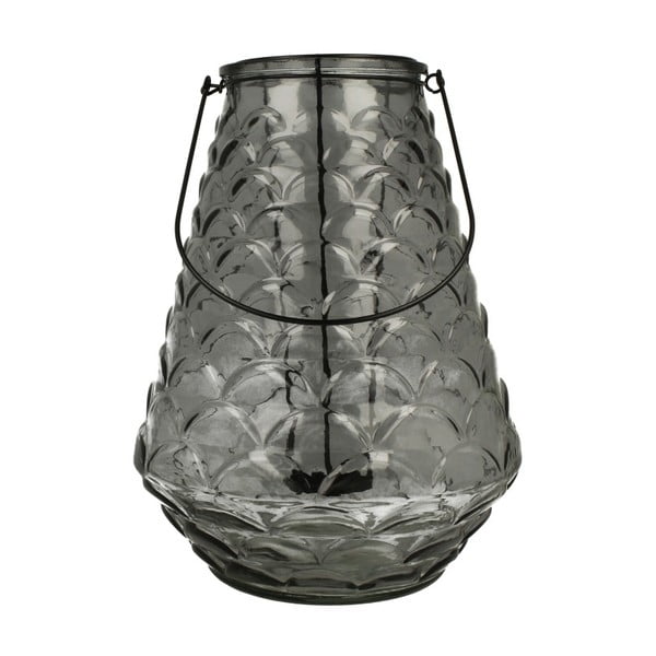 Szary lampion szklany Duo Gift wys. 31 cm