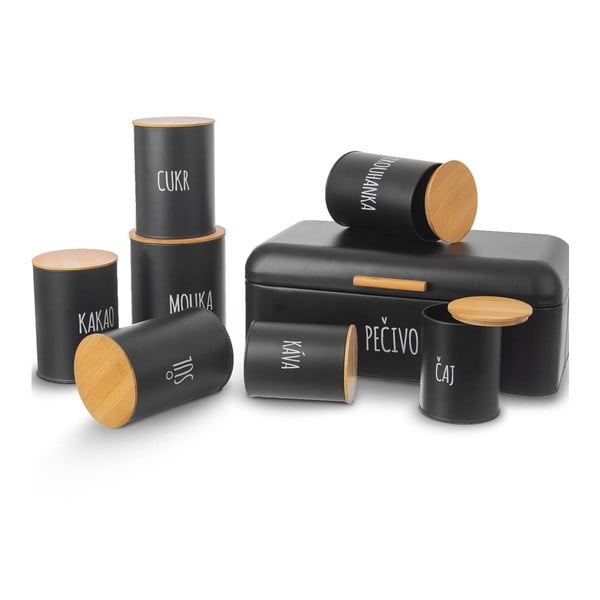 Czarny blaszany pojemnik na herbatę z bambusową pokrywką Orion, 750 ml-image-3