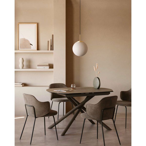 Rozkładany stół z dodatkowym blatem z ceramicznym blatem 100x130 cm Yodalia – Kave Home-image-1