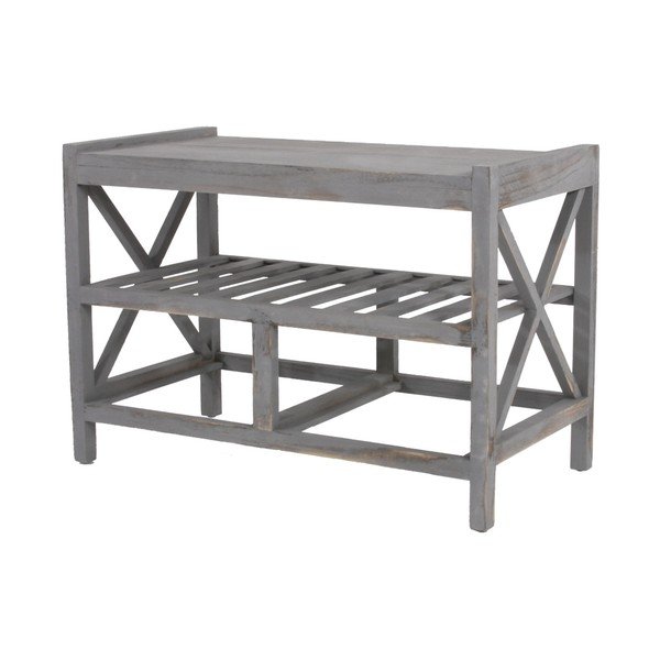 Szara ławka z miejscem na buty Mendler Shabby-image-2