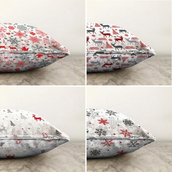 Zestaw 4 świątecznych szenilowych poszewek na poduszki Minimalist Cushion Covers Nordic Christmas, 55x55 cm-image-1