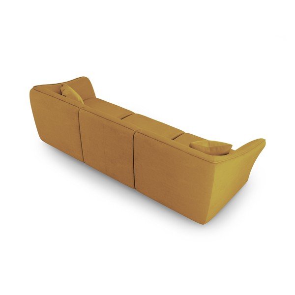 Musztardowa sofa z materiału bouclé 292 cm Tokyo – Cosmopolitan Design-image-2