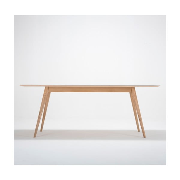 Stół z litego drewna dębowego z granatowym blatem Gazzda Linn, 200x90 cm-image-4