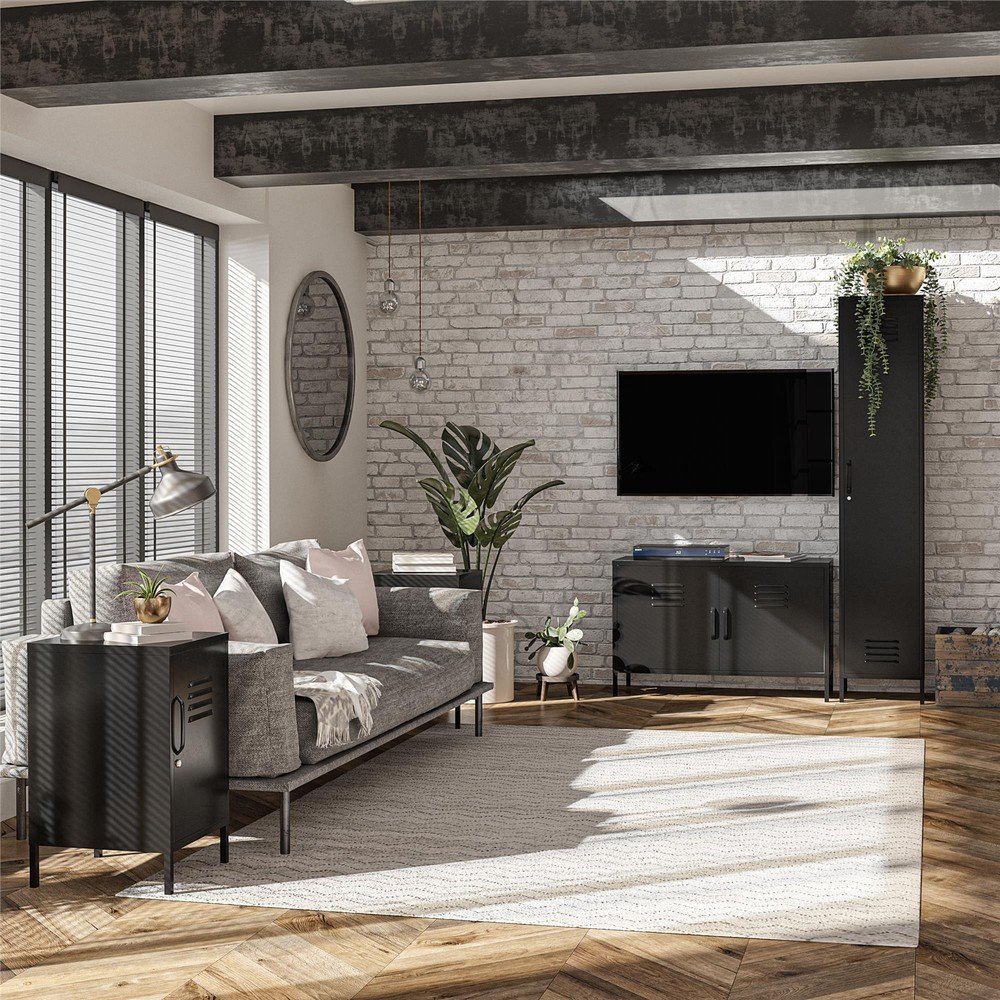 Czarna metalowa szafka 38x185x40 cm Mission District – Støraa (zdjęcie 9)