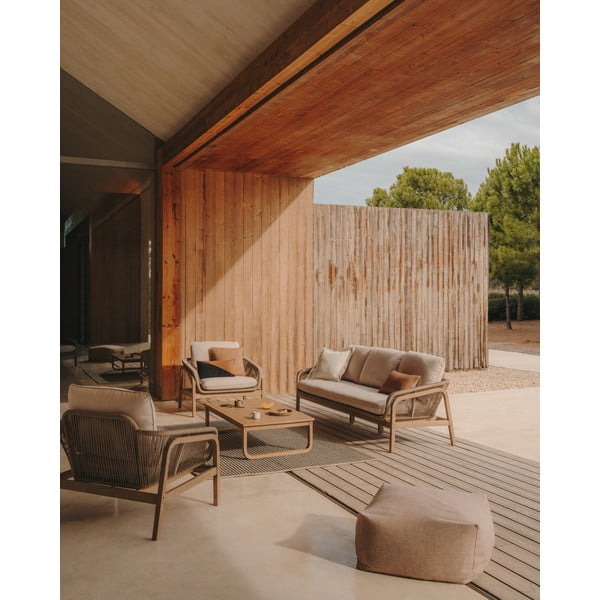 Beżowy zestaw mebli ogrodowych z litego drewna akacjowego dla 5 osób Vellana – Kave Home-image-1