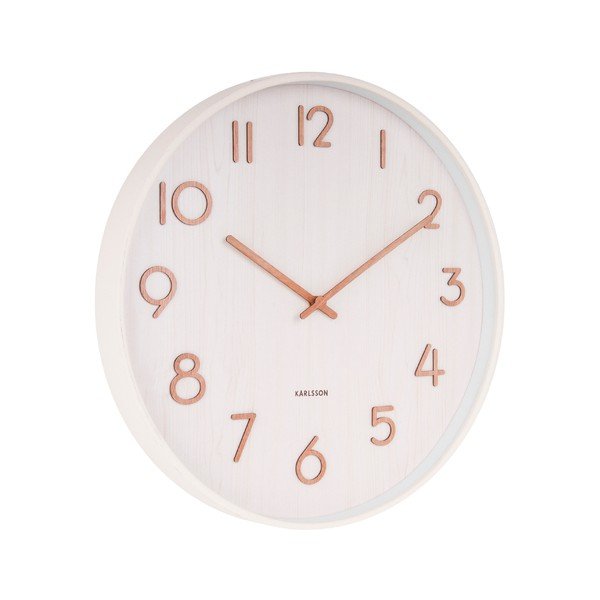 Biały zegar ścienny z drewna lipy Karlsson Pure Medium, ø 40 cm-image-1