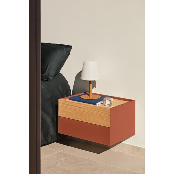 Ceglasto-naturalna szafka nocna w dekorze dębu Otto – Teulat-image-1