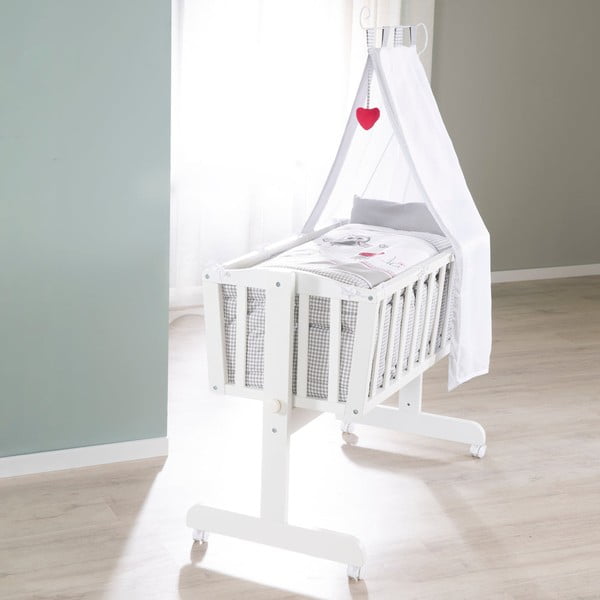 Biała kołyska na kółkach z baldachimem 40x90 cm Adam & Eule – Roba-image-4
