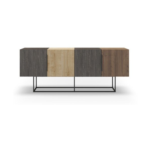 Brązowa niska komoda w dekorze dębu 200x80 cm Titan – Marckeric