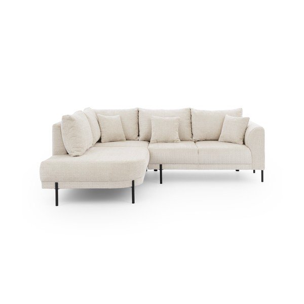 Beżowy narożnik z tkaniny szenilowej (lewostronny/w kształcie litery L) Mauris  – Ropez