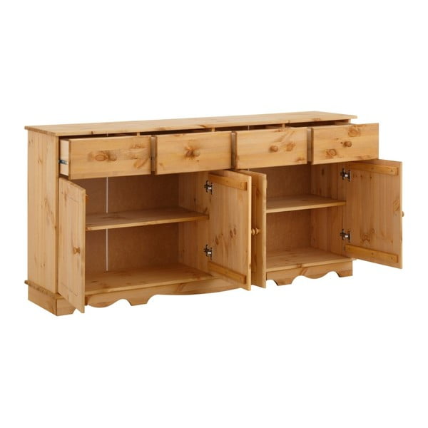 Brązowa 4-drzwiowa komoda z litego drewna sosnowego Støraa Cheryl-image-2