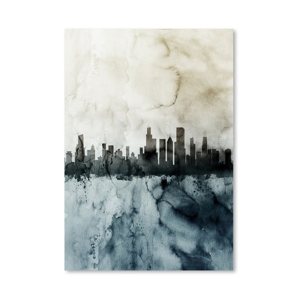 Plakat Americanflat Chicago City Skyline, 42x30 cm
