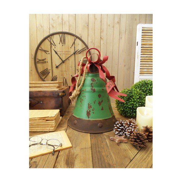 Komplet 2 dekoracyjnych zielonych dzwonów Orchidea Milano Xmas, wysokość 40 cm
