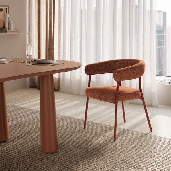 Tapicerowane fotele jadalniane zestaw z podłokietnikami 2 szt. w kolorze terakoty Yuri – MOME-image-2