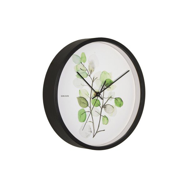 Zielono-biały zegar w czarnej ramie Karlsson Eucalyptus, ø 26 cm-image-2
