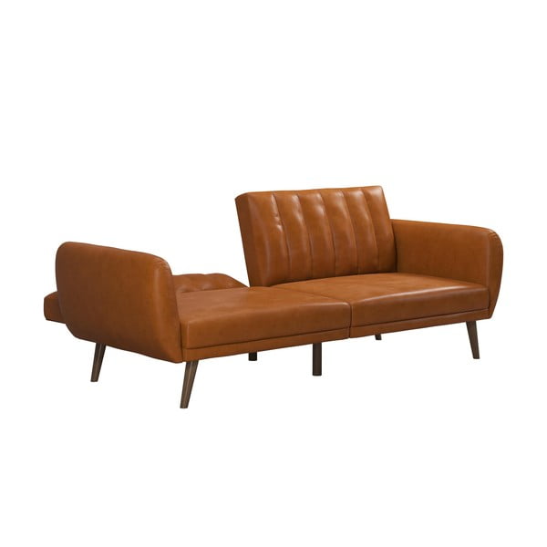 Pomarańczowa rozkładana sofa z imitacji skóry 207 cm Brittany – Novogratz-image-3