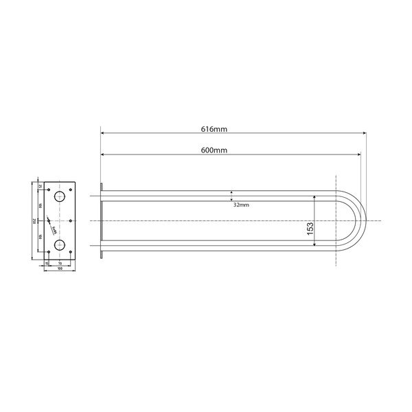 Uchwyt ścienny ze stali nierdzewnej do łazienki 62 cm Handicap U – Sapho-image-2