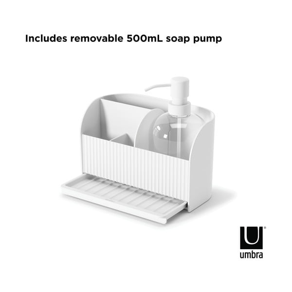 Biały stojak na akcesoria do mycia naczyń z plastiku z recyklingu Sling – Umbra-image-4