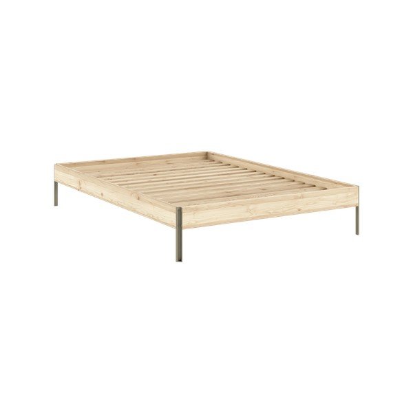 Łóżko dwuosobowe z litego drewna sosnowego bez zagłówka ze stelażem 180x200 cm w naturalnym kolorze Core – Karup Design