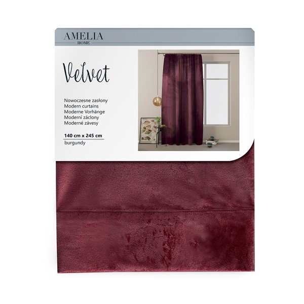 Fioletowa aksamitna zasłona AmeliaHome Velvety, 245x140 cm-image-3