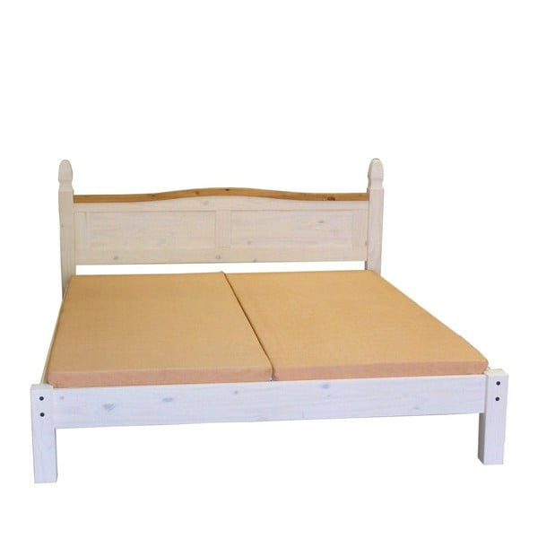 Białe łóżko z drewna sosnowego SOB Mexiko, 180 x 200 cm