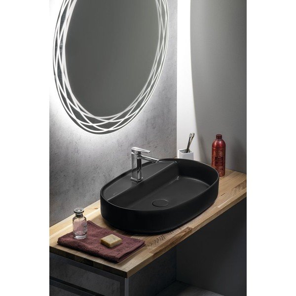 Czarna ceramiczna umywalka 60x40 cm Infinity Oval – Sapho-image-3