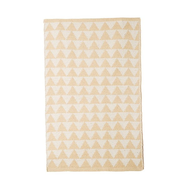 Beżowy bawełniany ręcznie tkany dywan Pipsa Triangle, 100x120 cm