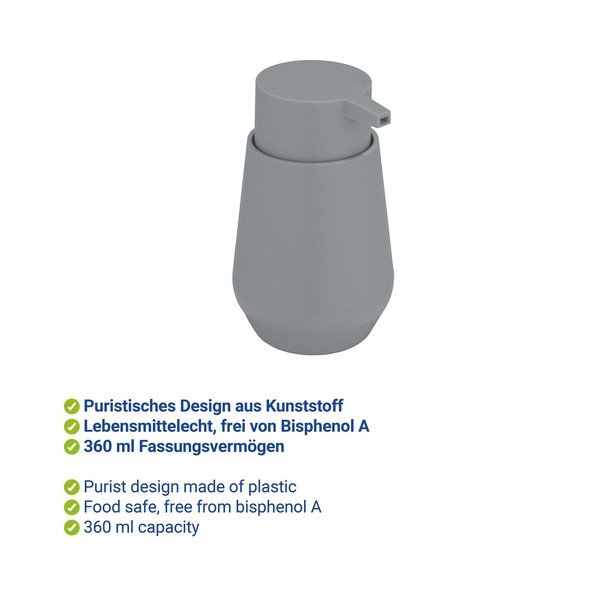 Szary plastikowy dozownik do mydła 360 ml Vara – Allstar-image-2