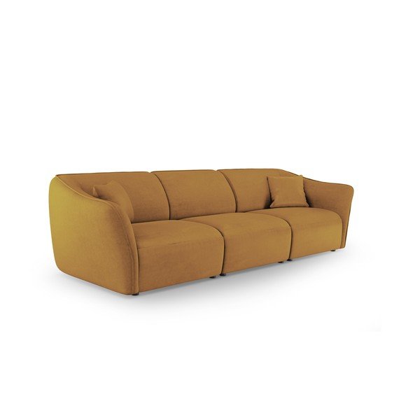 Musztardowa sofa z materiału bouclé 292 cm Tokyo – Cosmopolitan Design-image-1