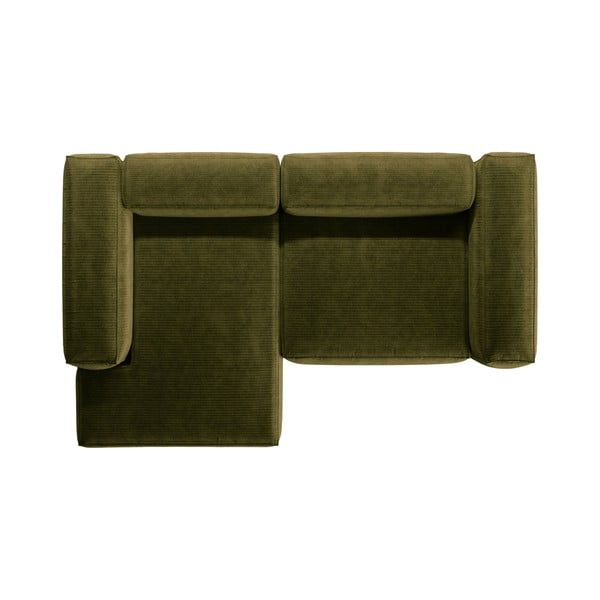 Zielony sztruksowy narożnik (lewostronny/z szezlongiem) Bergamo – Cosmopolitan Design-image-3