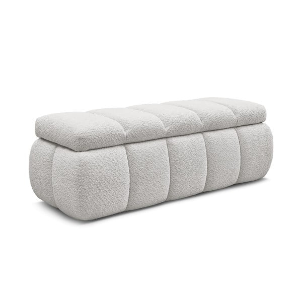 Jasnoszara  ławka z materiału bouclé – Bobochic Paris-image-3