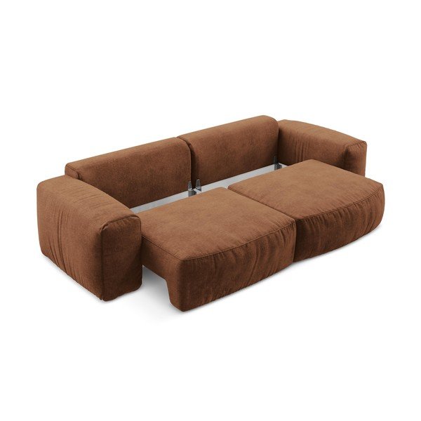 Rozkładana sofa z tkaniny szenilowej w kolorze terakoty 275 cm Kuki – Makamii-image-4