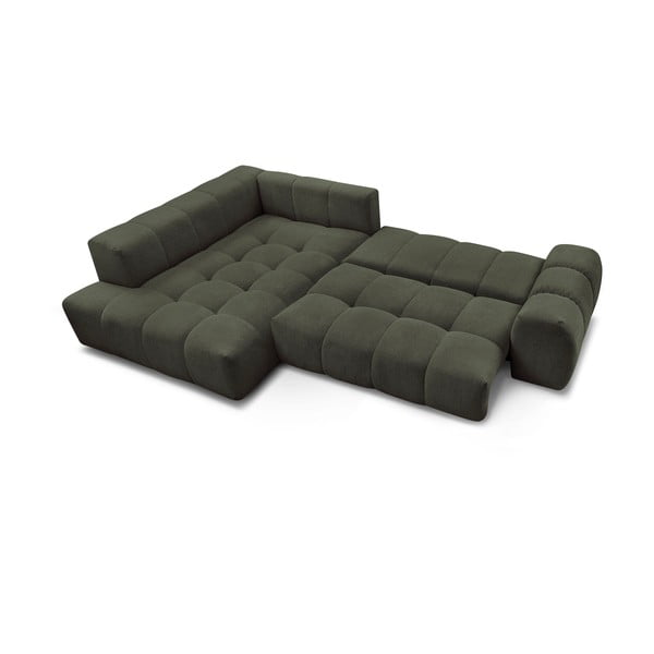 Zielony rozkładany/ze schowkiem narożnik z tkaniny szenilowej (lewostronny/w kształcie litery L) Everest – Bobochic Paris-image-4