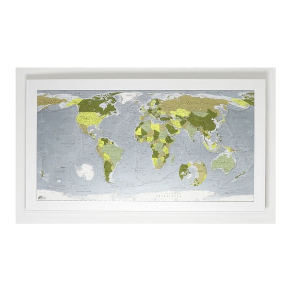 Magnetyczna mapa świata The Future Mapping Company Colour World Map, 130x72 cm, zielona
