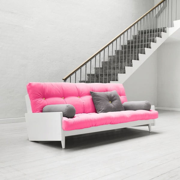 Sofa rozkładana Karup Indie White/Magenta/Amarillo