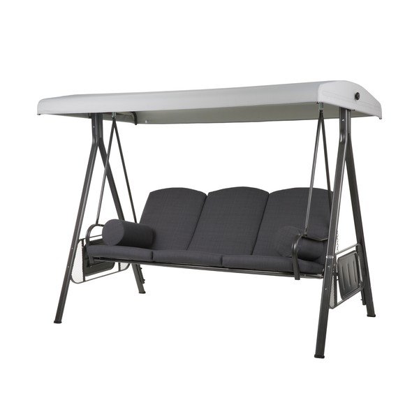 Czarna metalowa huśtawka ogrodowa Salerno – Dajar-image-1