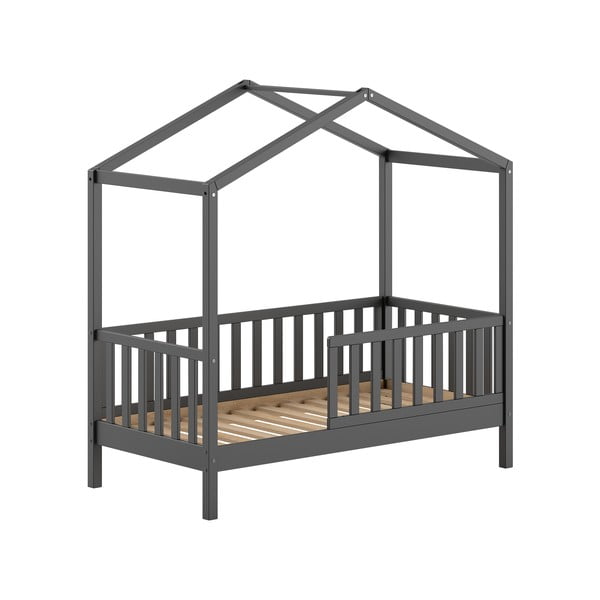 Antracytowe łóżko dziecięce z litego drewna sosnowego 70x140 cm DALLAS – Vipack