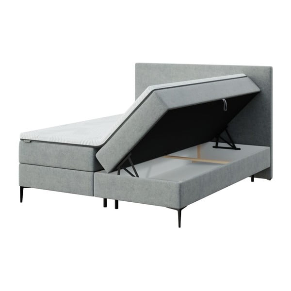 Szare łóżko boxspring ze schowkiem 160x200 cm Bufo – MESONICA-image-2