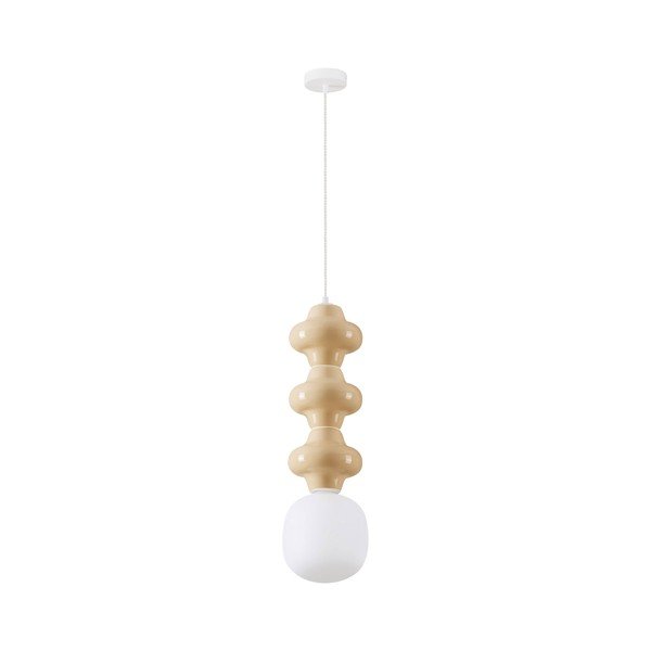Biała/kremowa lampa wisząca ceramiczna ze szklanym kloszem ø 18 cm Clio – Nova Luce