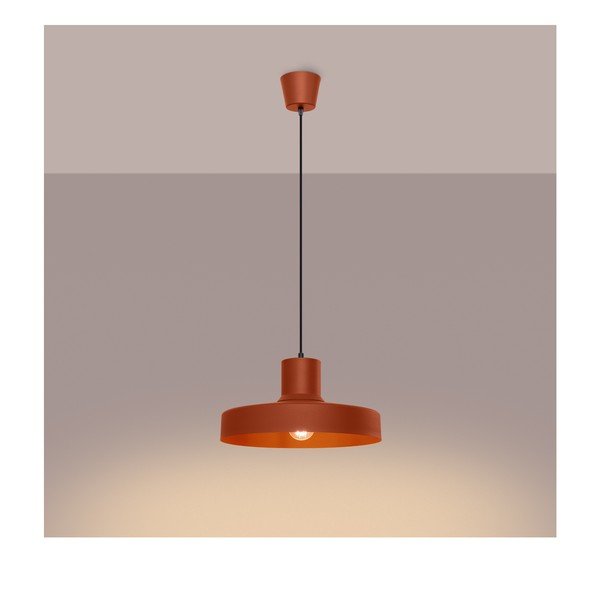 Pomarańczowa lampa wisząca z metalowym kloszem Vito – Sollux-image-4